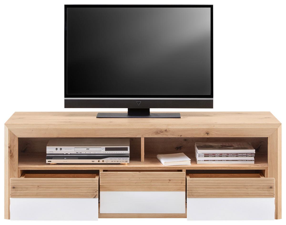 TV-Element Kashmir New B: 142 cm Eiche Dekor/Weiß - Eichefarben/Schwarz, MODERN, Holzwerkstoff (142/50/49cm) - James Wood