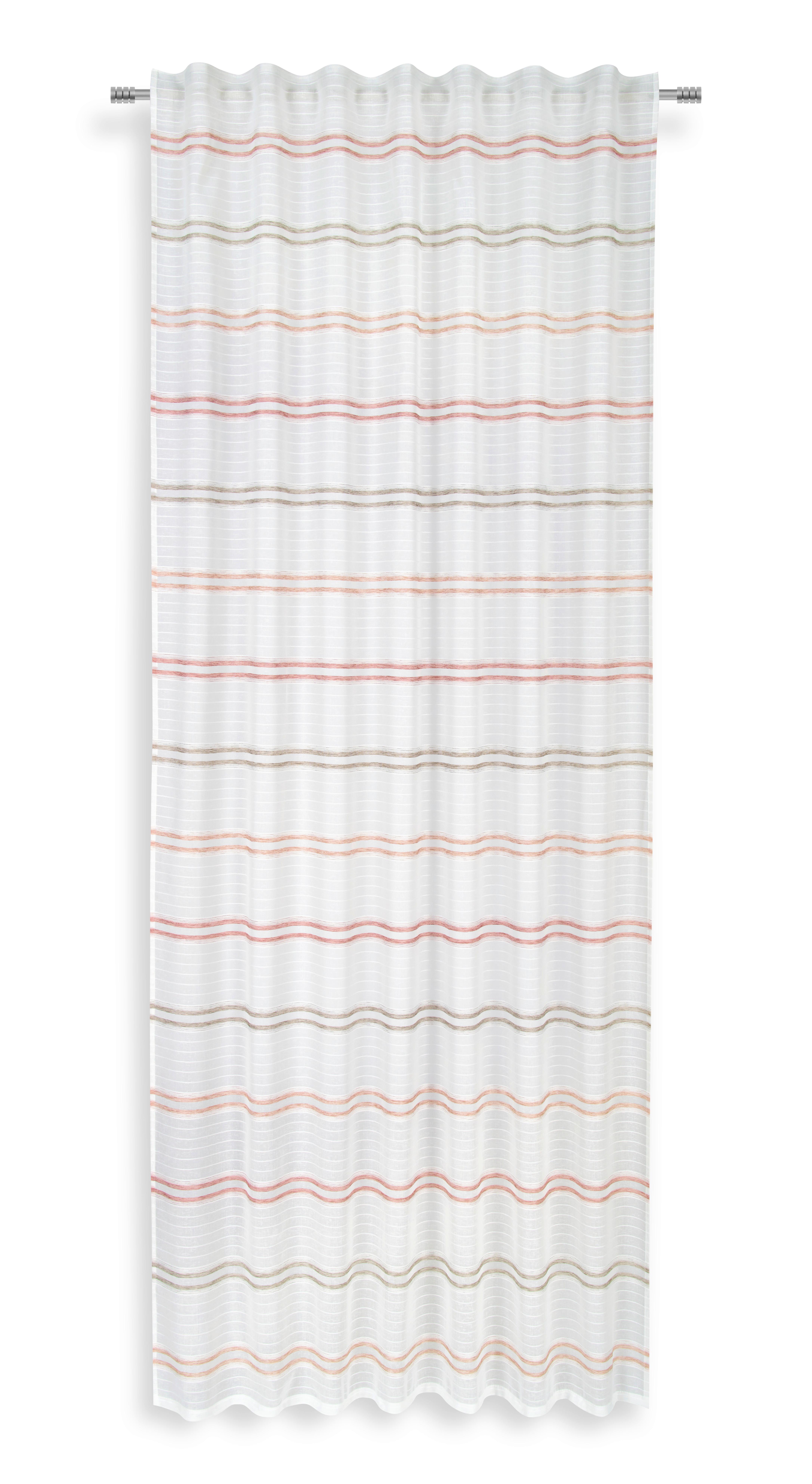 Vorhang mit Band Elli 140x245 cm Weiß/Rose/Taupe - Taupe/Rosa, MODERN, Textil (140/245cm) - Luca Bessoni