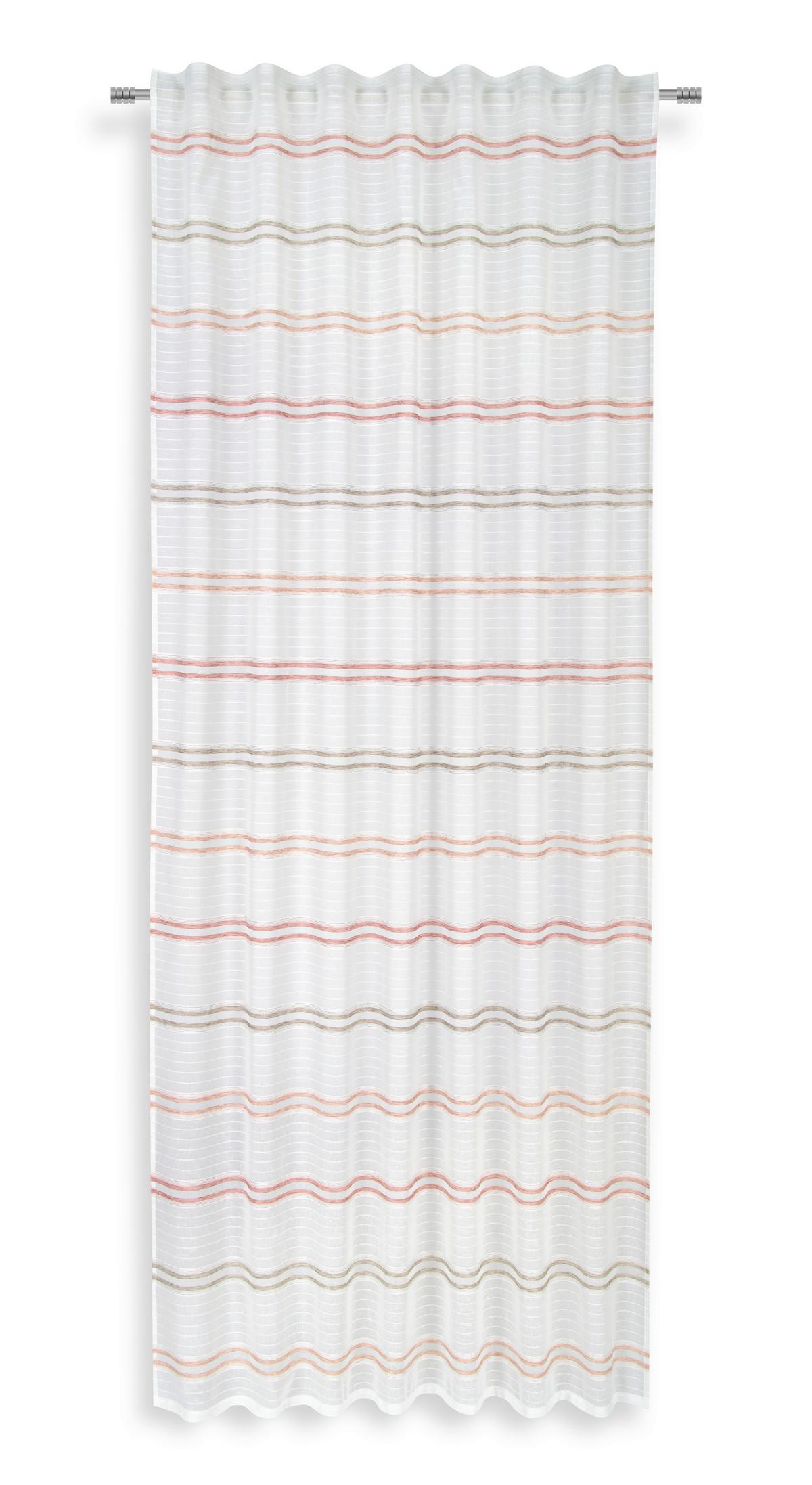 Vorhang mit Band Elli 140x245 cm Weiß/Rose/Taupe - Taupe/Rosa, MODERN, Textil (140/245cm) - Luca Bessoni