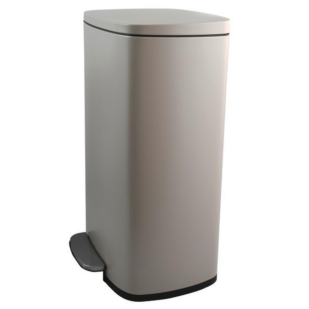 Treteimer Akira 50l Taupe Metall Lbh: 42,7x29,7x64,3 Cm - Taupe/Schwarz, Basics, Kunststoff/Metall (42,7/29,7/64,3cm) - Spirella