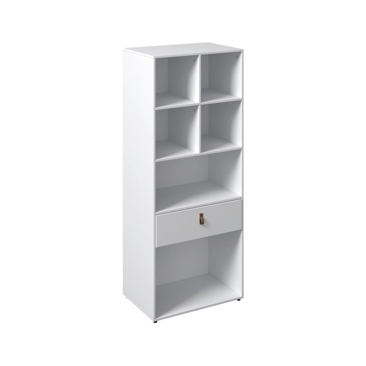 Regal MICK - bílá/černá, Moderní, textil/plast (60/148,5/40cm) - Bessagi Home
