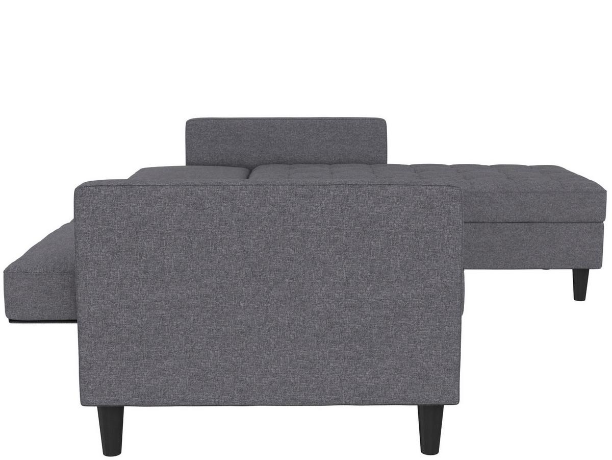 Ecksofa Palermo Grau, mit Stauraum - Schwarz/Grau, Basics, Textil (213/154cm) - Livetastic