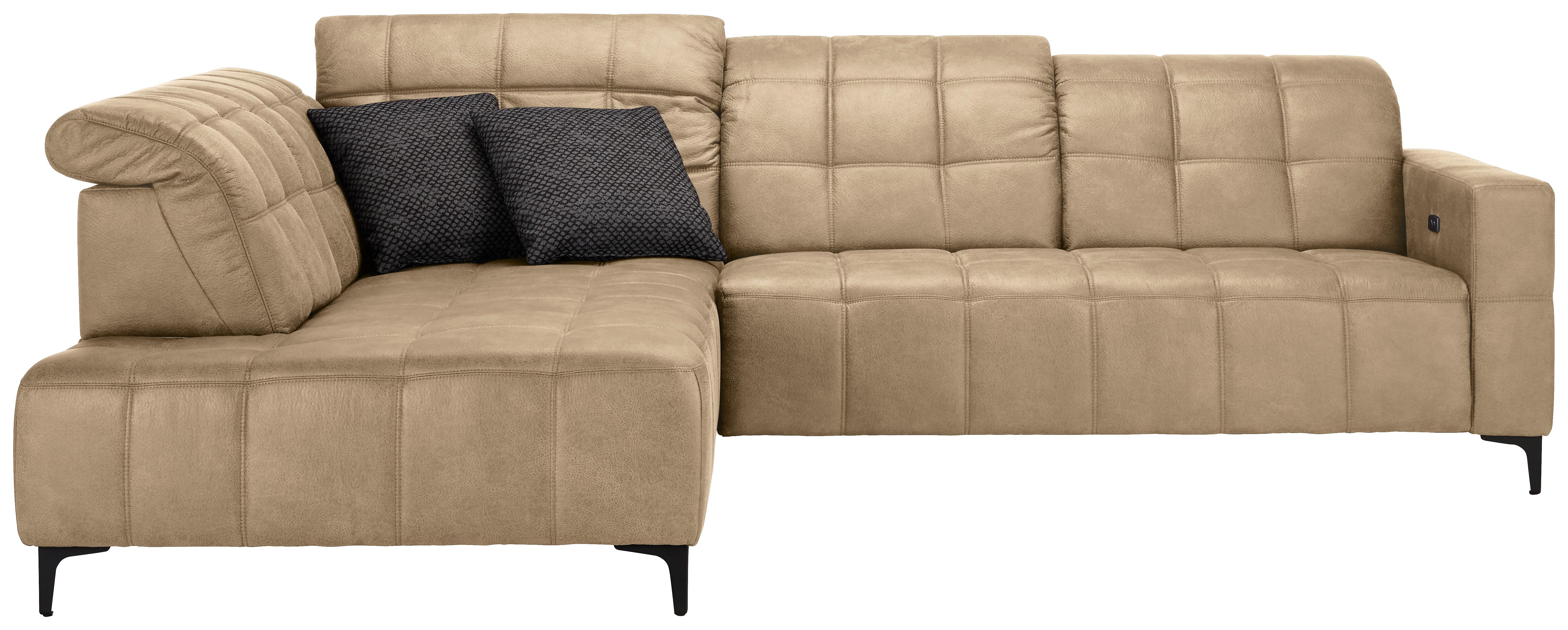 Rohová sedačka PANAMA, levá, béžová - černá/béžová, Konvenční, kov/textil (216/304cm) - Premium Living