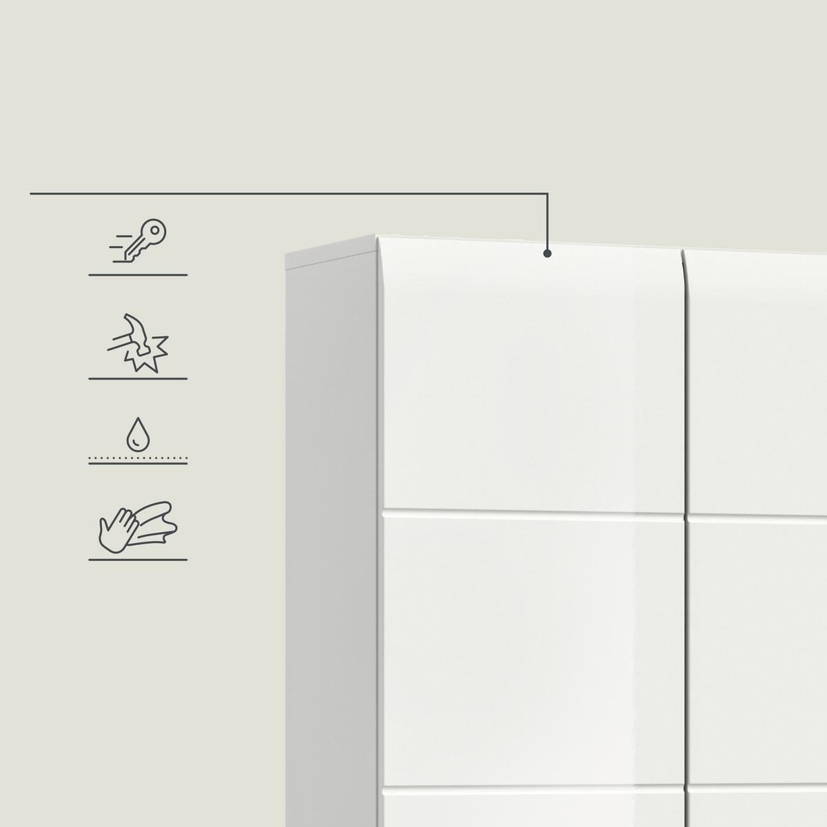 Hochschrank Ice Weiß Hg B: 90 Cm - Weiß Hochglanz/Schwarz, MODERN, Holzwerkstoff (90/185/30cm) - MID.YOU