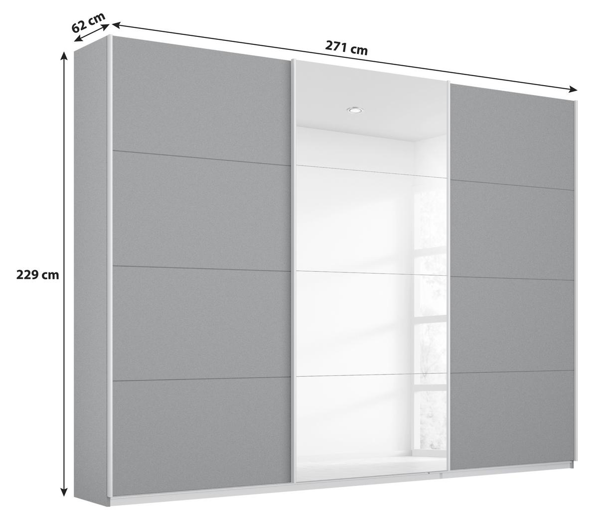 Skříň s posuvnými dveřmi MIAMI, Š/V/H:cca 271/229/62cm - šedá/barvy hliníku, Moderní, kov/kompozitní dřevo (271/229/62cm)