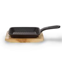 Servierpfanne Gusseisen Kratzfest Mit Servierbrett - Schwarz/Braun, Basics, Holz/Metall (13,5/2,5/22,5cm) - Echtwerk