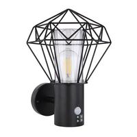 Außenleuchte + Bewegungsmelder Horace 15 Watt Edelstahl - Klar/Schwarz, Basics, Kunststoff/Metall (22,5/27,5/34cm) - Globo