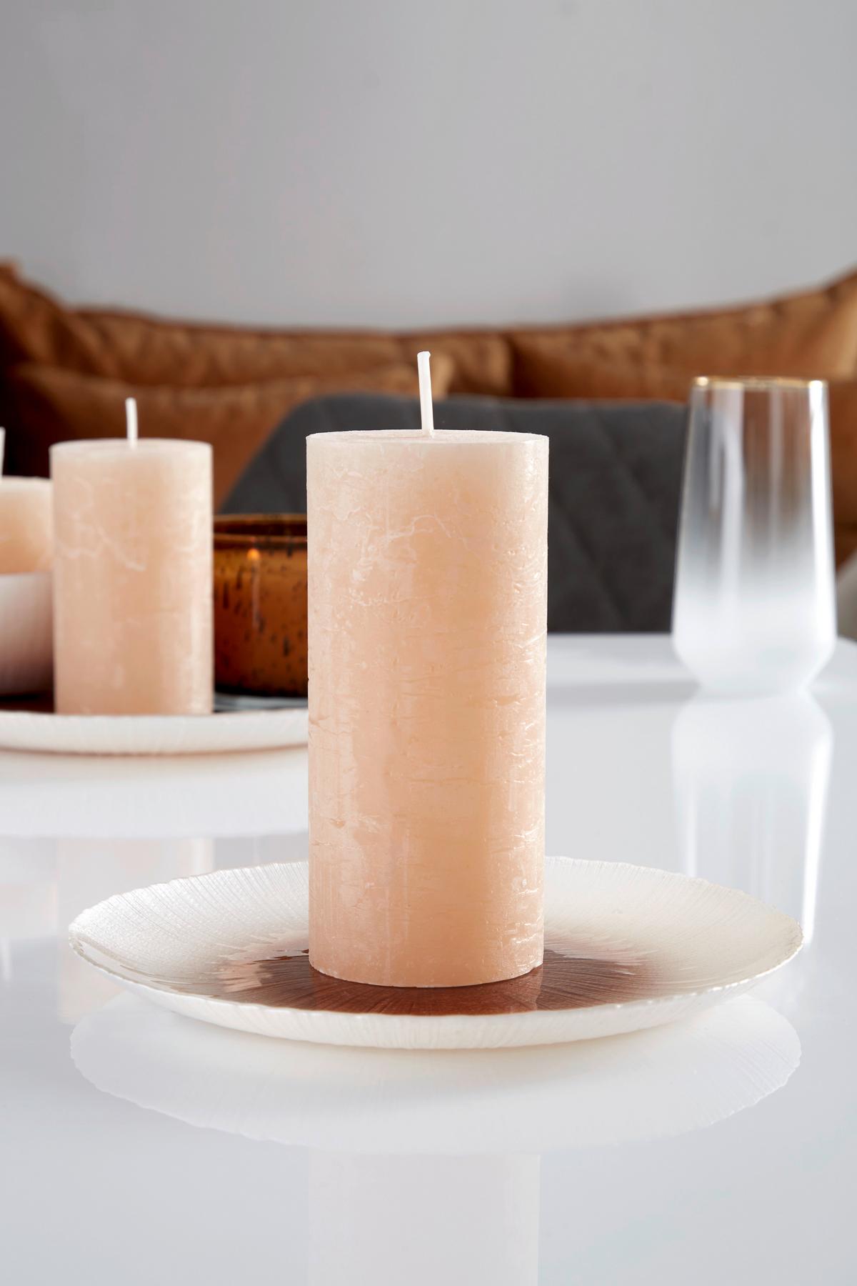 Stumpenkerze Saphira Creme Ø/H: 6,8/15 cm - Creme, Basics (6,8/15cm) - Ondega