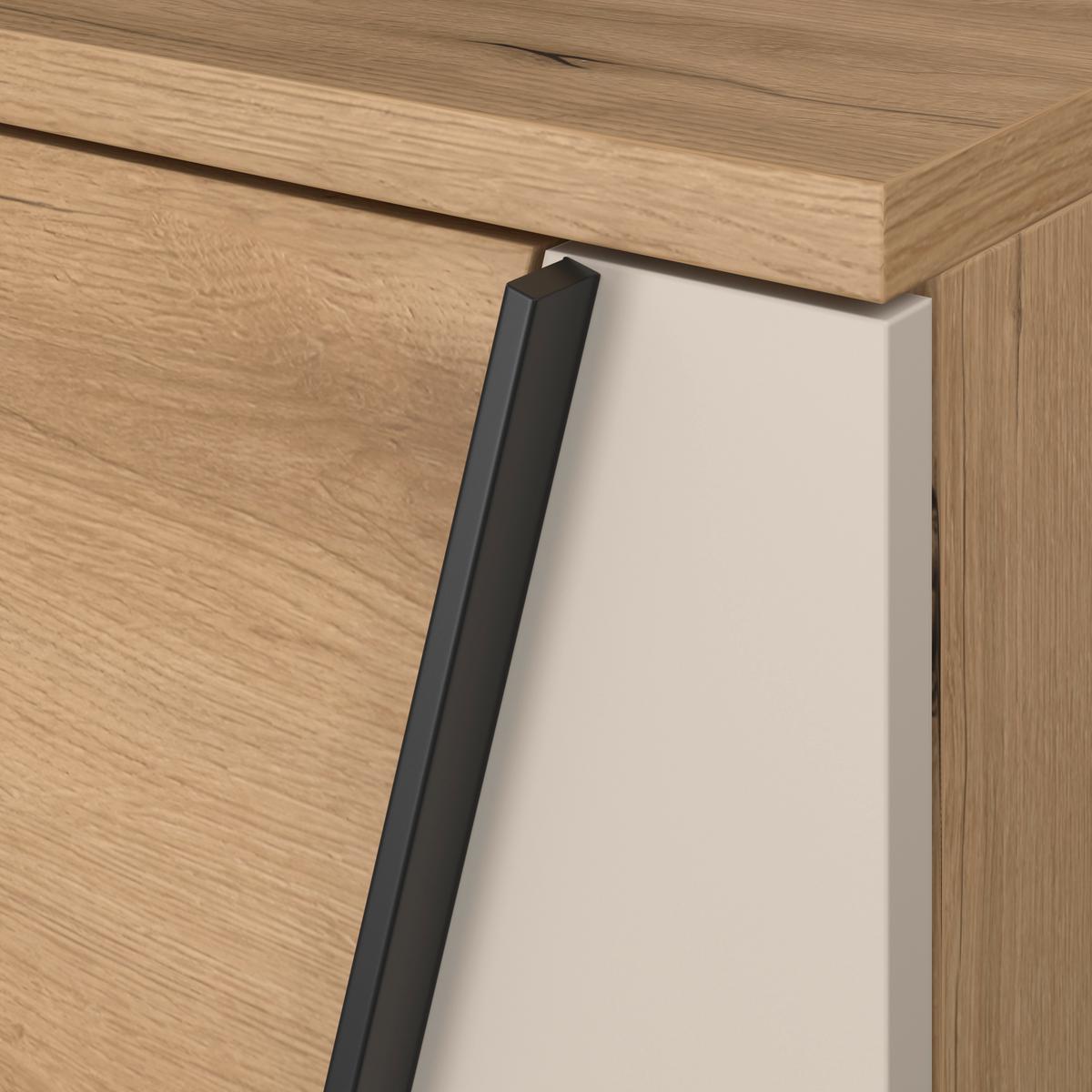 Vitrine Venedig NEW Eichefarben/Kaschmir B: 70 cm - Kaschmir/Eichefarben, MODERN, Glas/Holzwerkstoff (70/196/37cm)