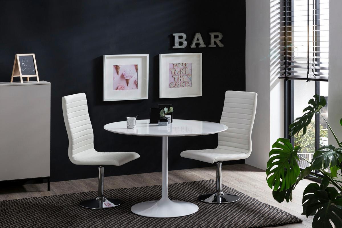 Esstisch Weiß B: 110 cm - Weiß Hochglanz/Weiß, MODERN, Holzwerkstoff/Metall (110/110/75cm) - Livetastic