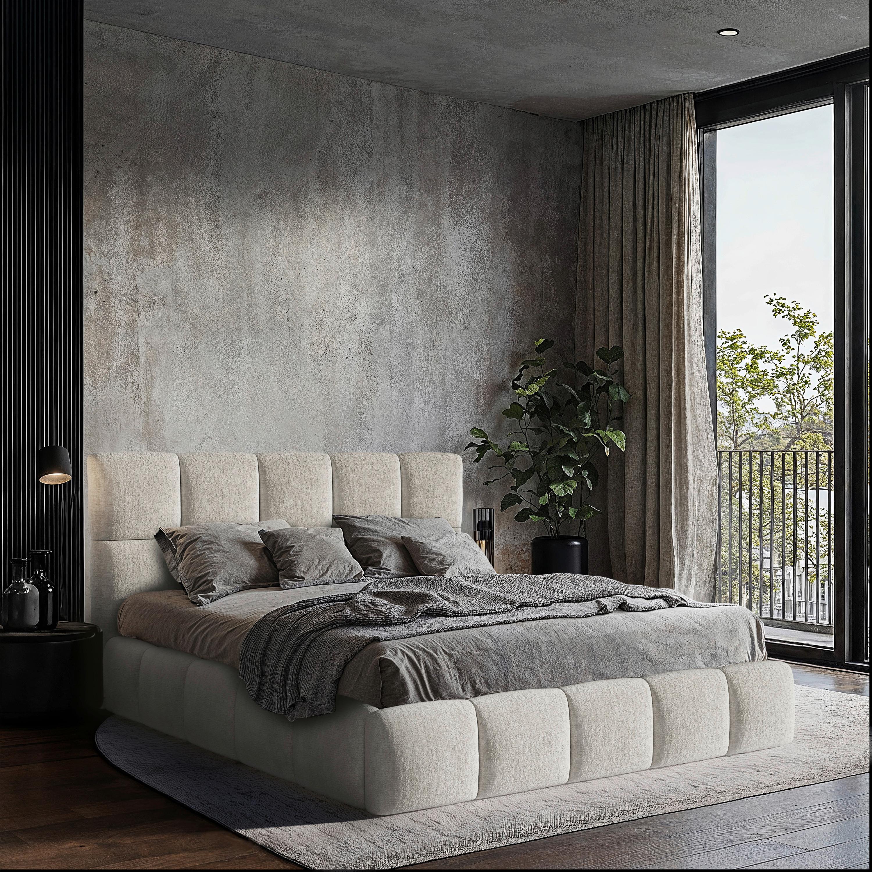 Polsterbett Cherry Chenille Beige, Lf: 180x200 cm - Beige/Schwarz, MODERN, Holz/Holzwerkstoff (180/200cm) - MID.YOU