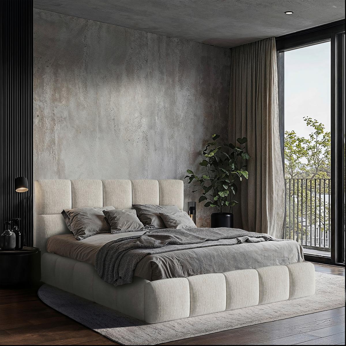 Polsterbett Cherry Chenille Beige, Lf: 180x200 cm - Beige/Schwarz, MODERN, Holz/Holzwerkstoff (180/200cm) - MID.YOU