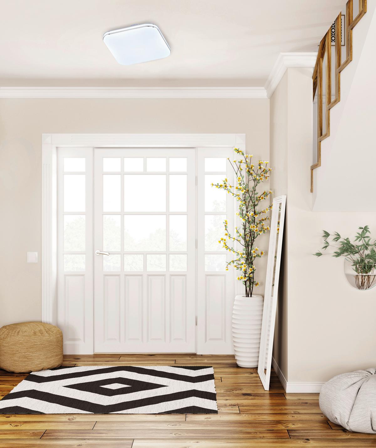 LED-Deckenleuchte 21121 Porto - Chromfarben/Weiß Hochglanz, KONVENTIONELL, Glas (17/17cm) - Fischer & Honsel