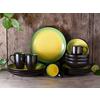 Kombiservice Keramik 4 Personen Geschirr Set - Schwarz/Grün, Basics, Keramik (35/34/35cm) - Creatable