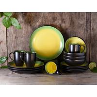 Kombiservice Keramik 4 Personen Geschirr Set - Schwarz/Grün, Basics, Keramik (35/34/35cm) - Creatable