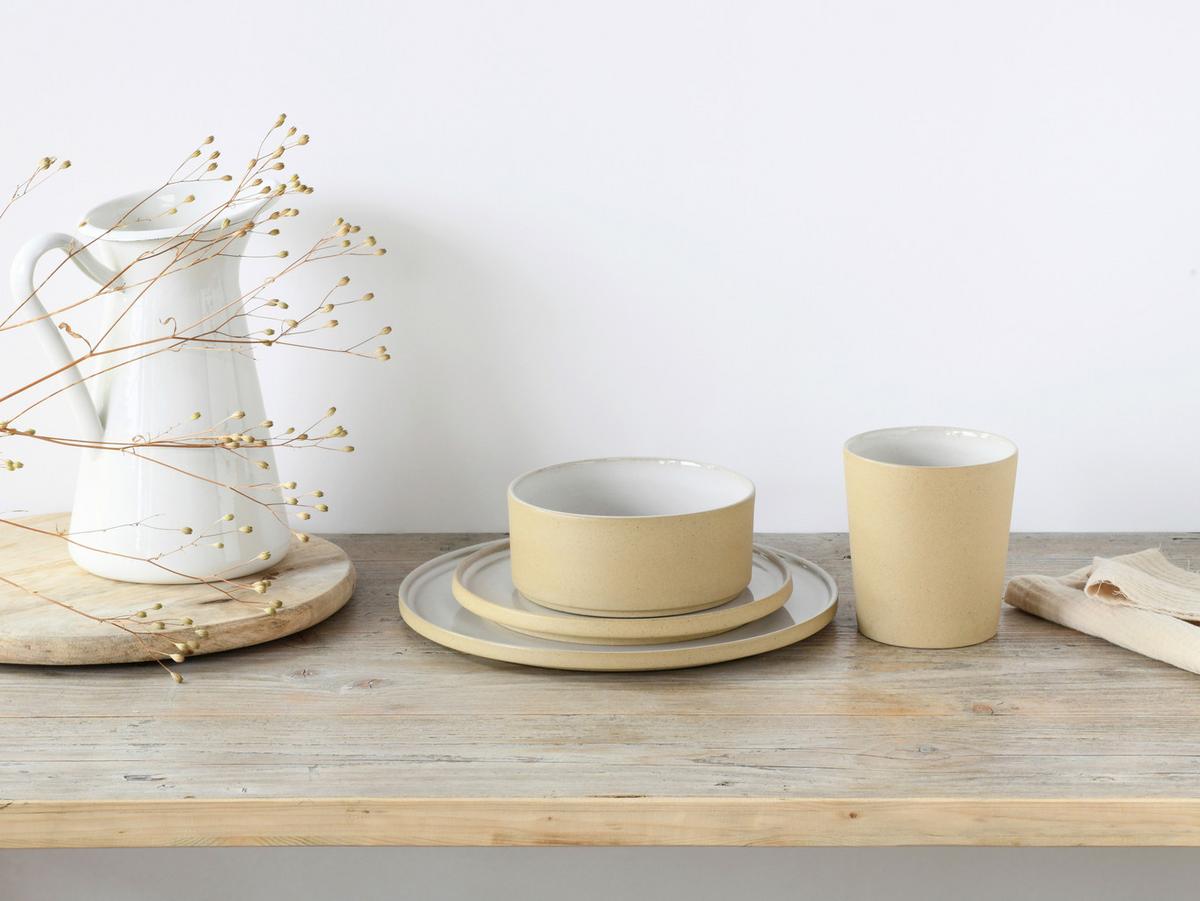 Kaffeebecherset Futuro Weiß, Beige L: 22,5 cm - Beige/Weiß, Basics, Keramik (22,5/22,5/13,5cm) - Creatable