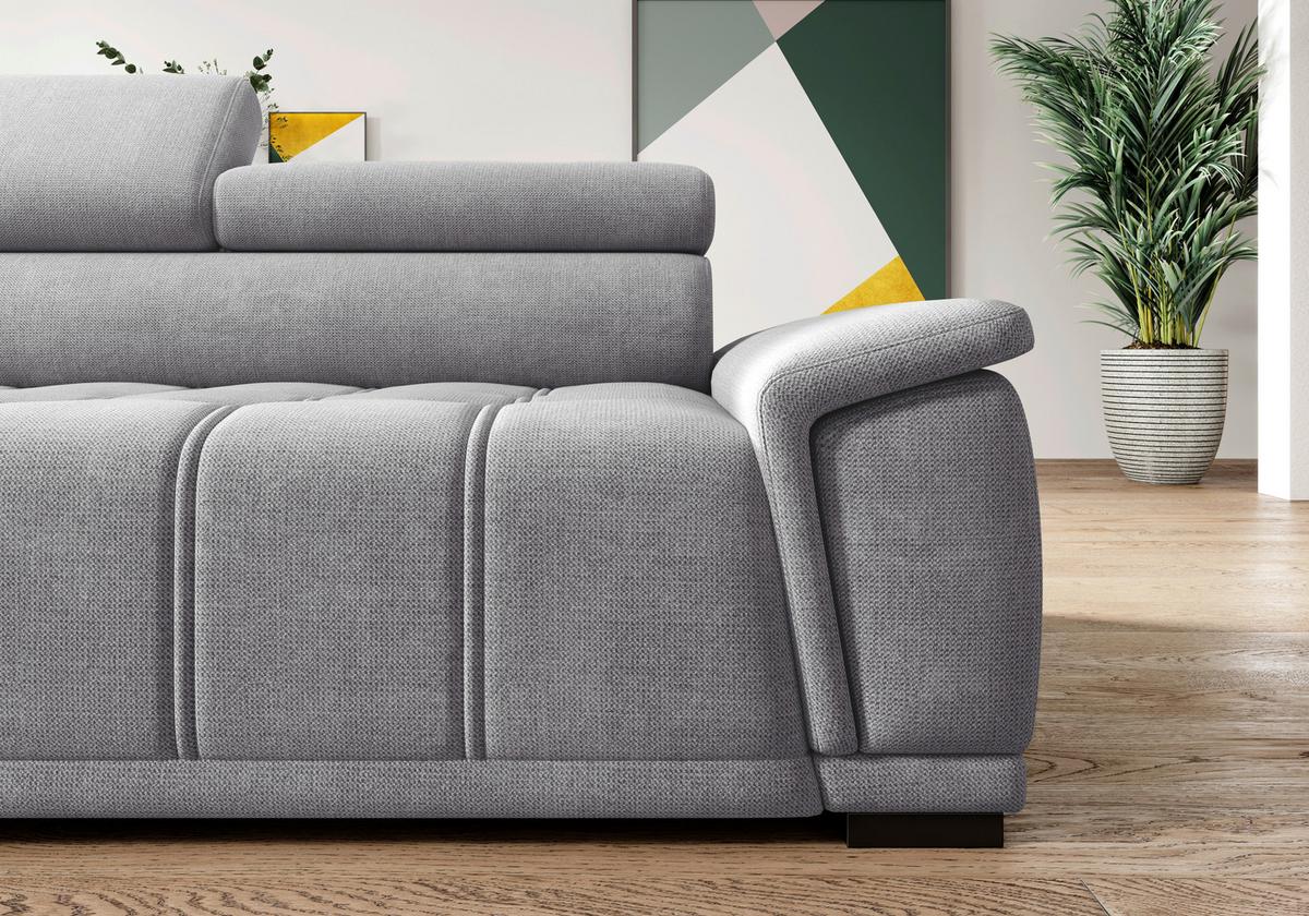 Rohová sedačka GRINALDI, levá, modrošedá - černá/modrošedá, Moderní, textil/plast (106/283cm) - Premium Living