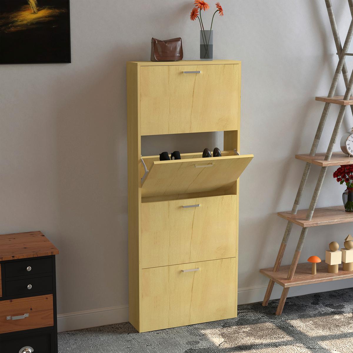 Schuhschrank Sulos Honigeiche Dekor - Honigeiche, Design, Holzwerkstoff (59/144/17cm) - MID.YOU