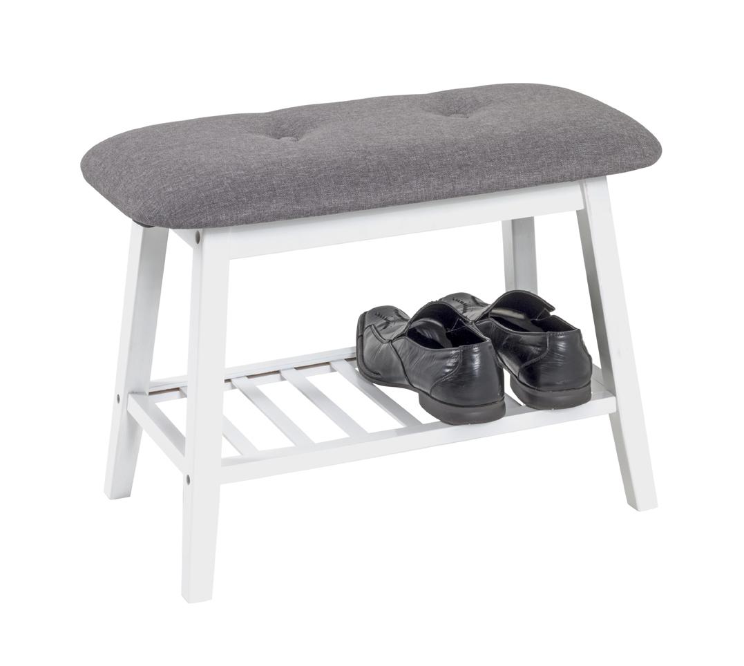 Lavica JULIA sivá/biela - sivá/biela, Basics, textil/prírodné materiály (60/44/30cm)