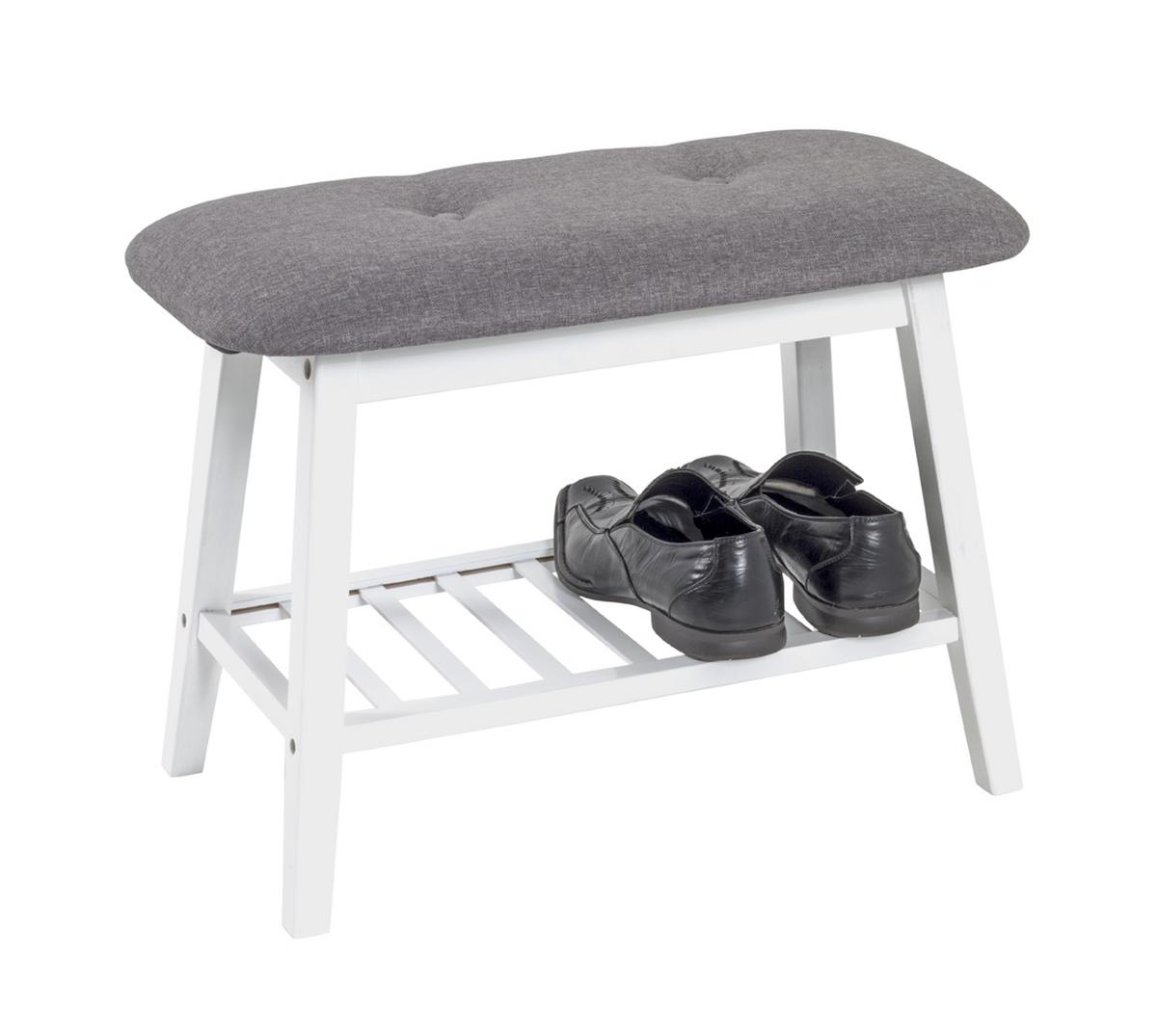Lavica JULIA sivá/biela - sivá/biela, Basics, textil/prírodné materiály (60/44/30cm)