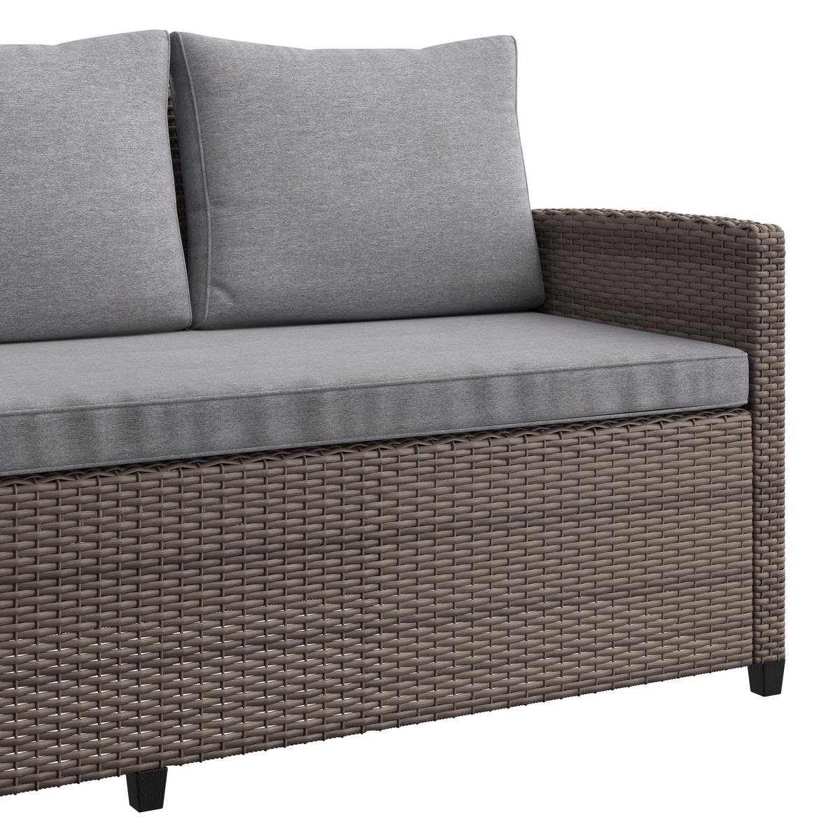 Loungegarnitur 5-Tlg. Porto aus Kunststoff mit Kissen - Grau, MODERN, Kunststoff/Textil (232/175cm) - Beldano
