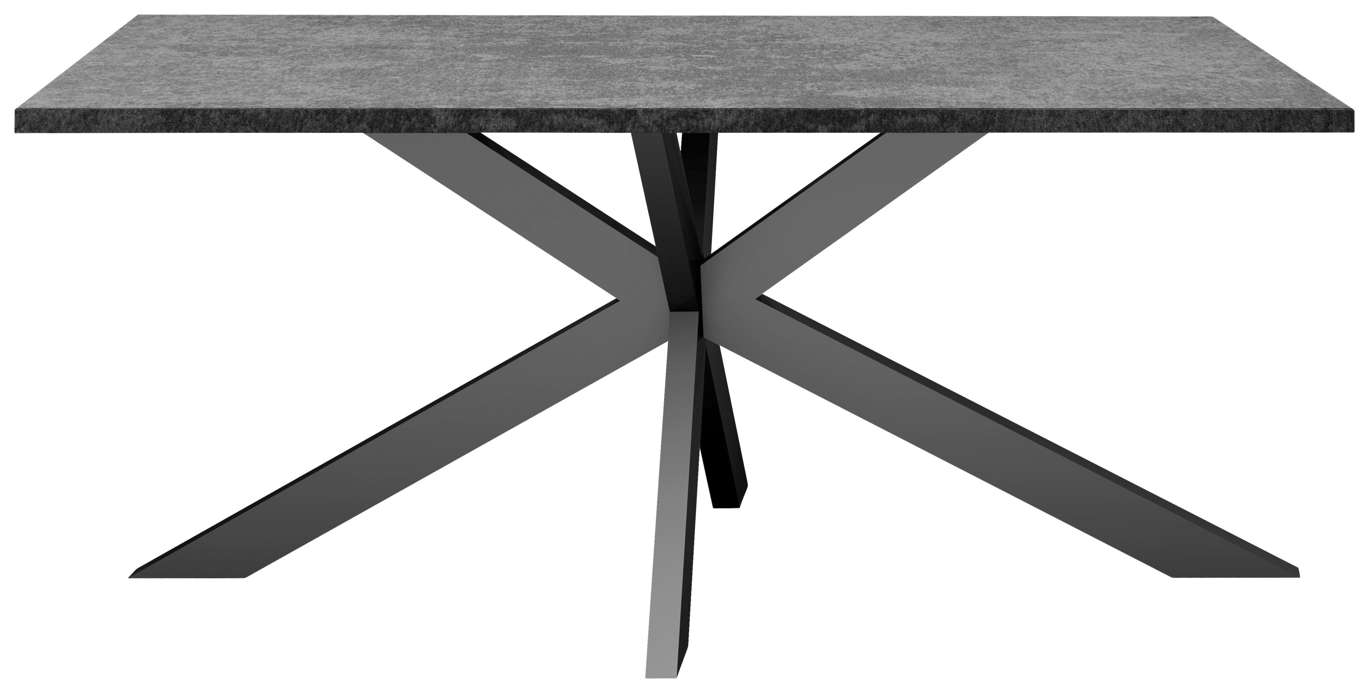 Esstisch Alex Graphitfarben, Schwarz - Schwarz/Graphitfarben, MODERN, Holzwerkstoff/Metall (180/90/78cm) - Livetastic