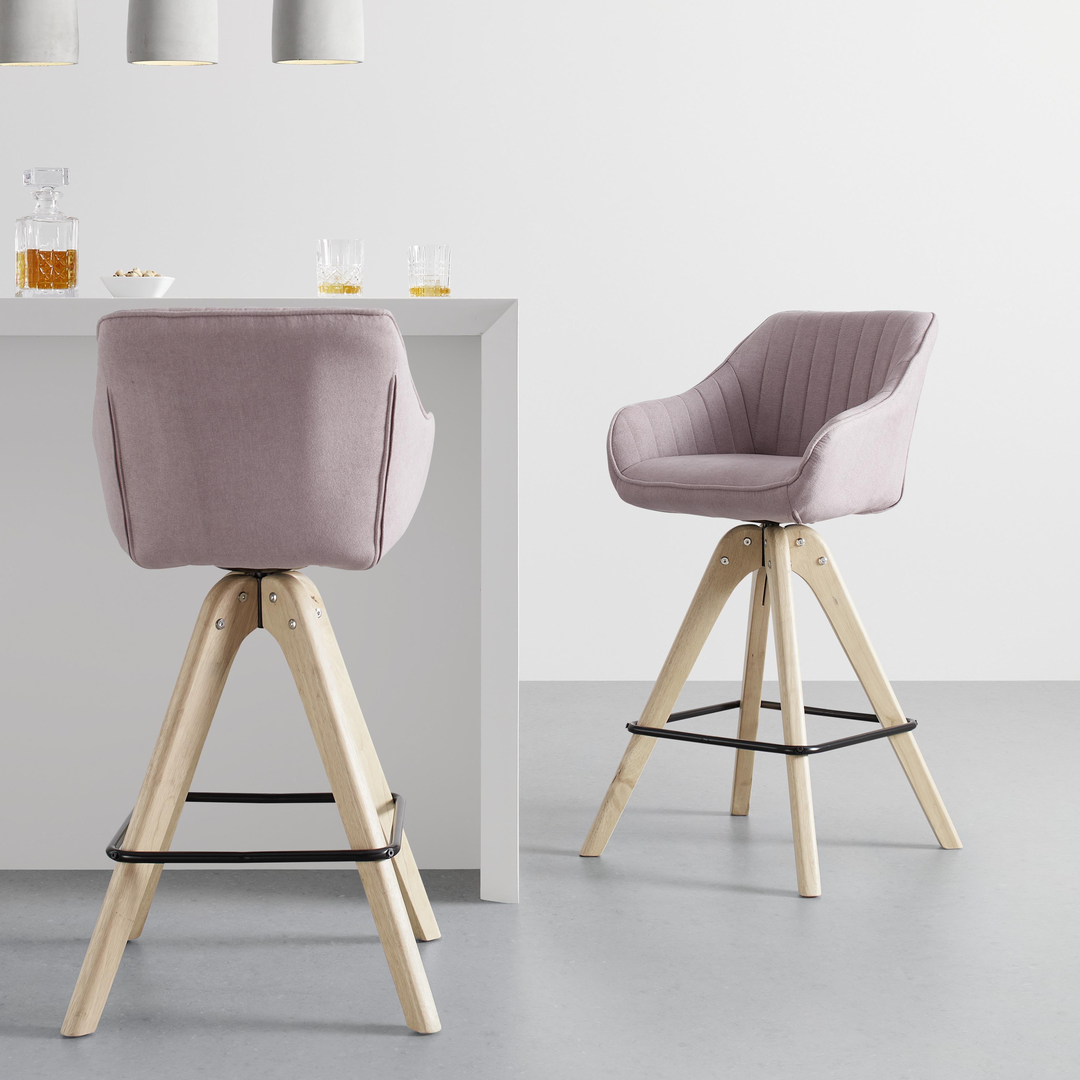 Barová Židle Leonie Otočný Sedák - růžová/barvy dubu, Moderní, kov/dřevo (55/106/56cm) - Bessagi Home