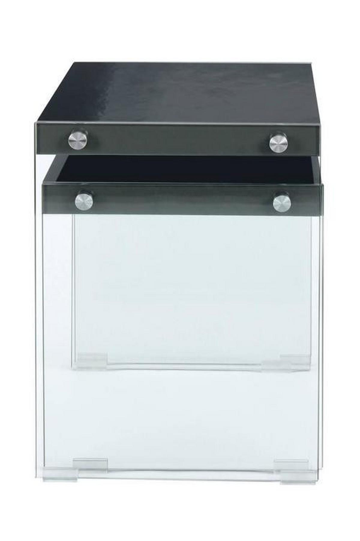 Beistelltisch 2er-set Elementary Glas, Schwarz - Klar/Schwarz, Basics, Glas/Holzwerkstoff - Kayoom