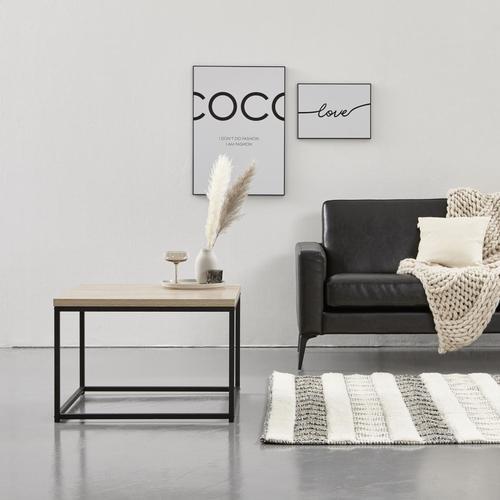 Couchtisch Massa, Eichefarben/Schwarz - Schwarz/Sonoma Eiche, LIFESTYLE, Holzwerkstoff/Metall (70/70/48cm) - MID.YOU