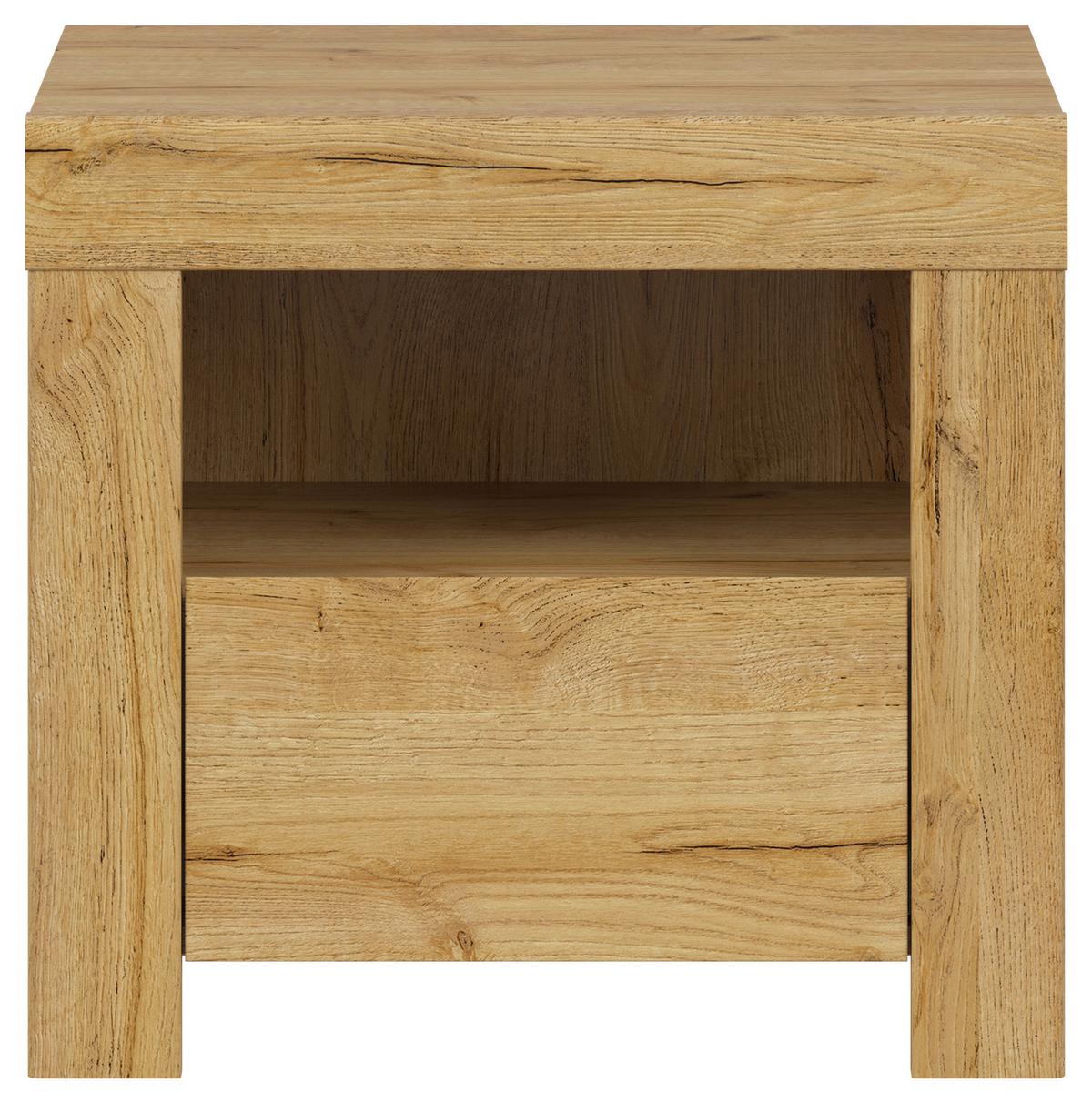 Nachtkästchen Eiche Dekor H: 50,5 cm Holten - Eichefarben/Weiß, MODERN, Holzwerkstoff (54,5/50,5/42cm) - MID.YOU