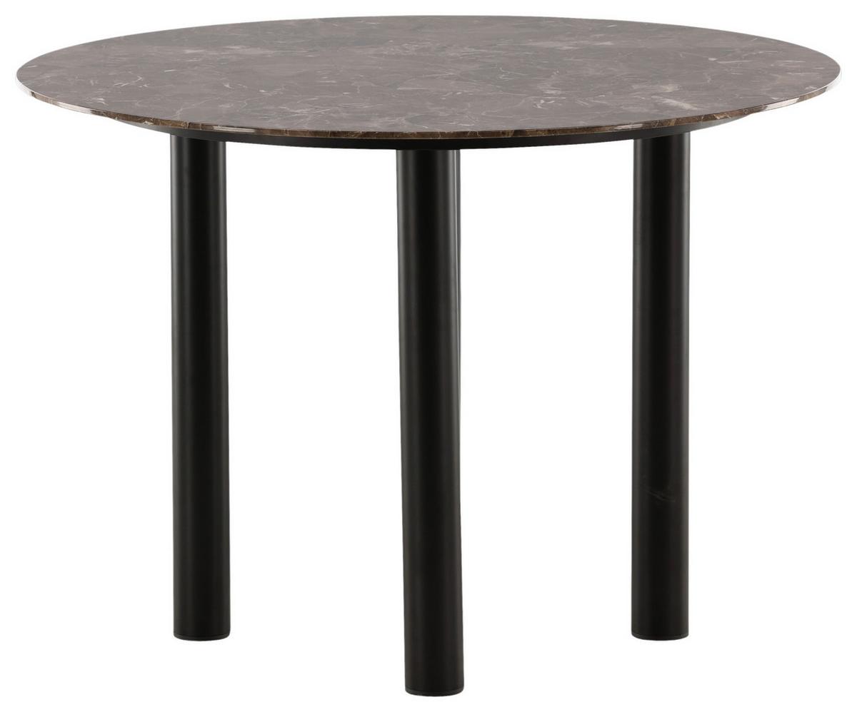 Esstisch Havsten - Dunkelbraun/Schwarz, Design, Holzwerkstoff/Metall (106/106/75cm) - Livetastic