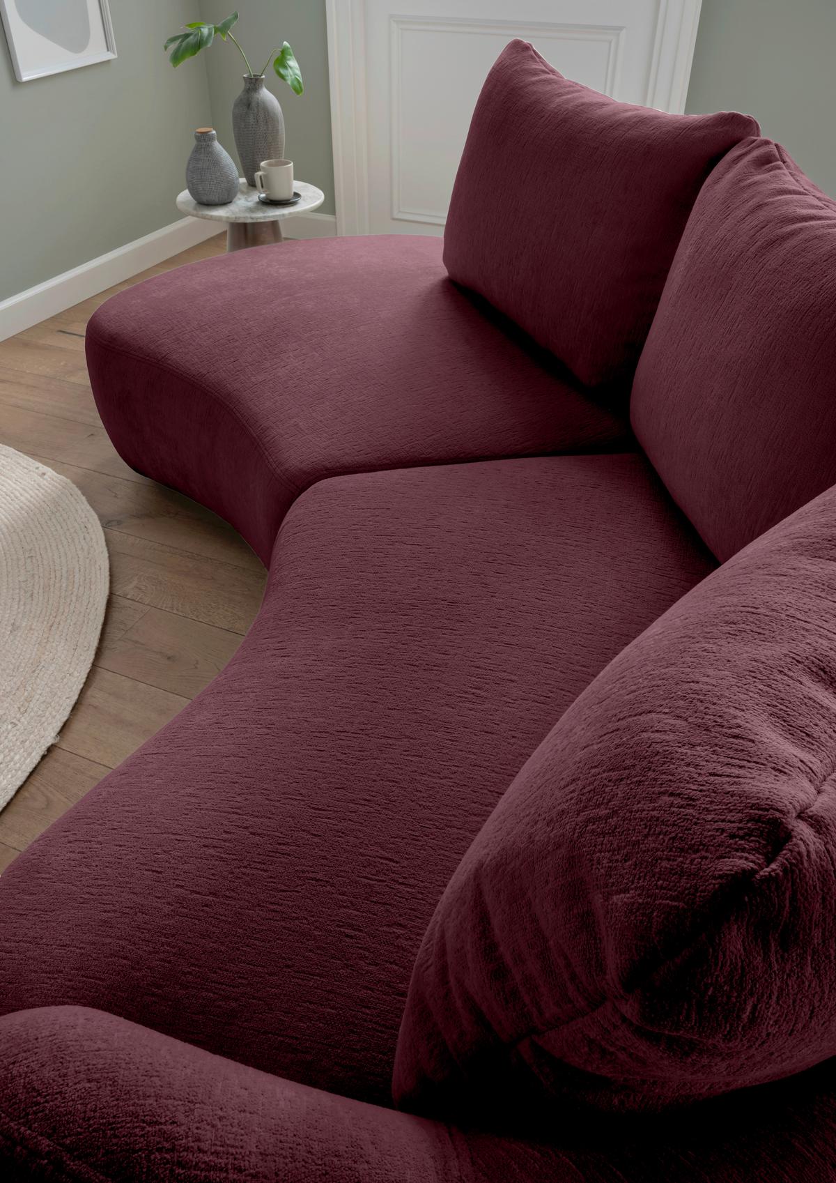 Ecksofa Doppo, Bordeaux S: 250x139 cm - Bordeaux/Schwarz, MODERN, Textil (250/139cm) - Livetastic