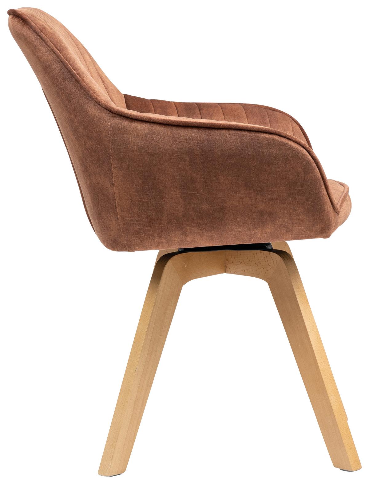 Armlehnstuhl Hanna drehbar Samt Braun,sitzfl. 180° Drehb. - Buchefarben/Braun, KONVENTIONELL, Holz/Textil (63/83/63cm) - MID.YOU