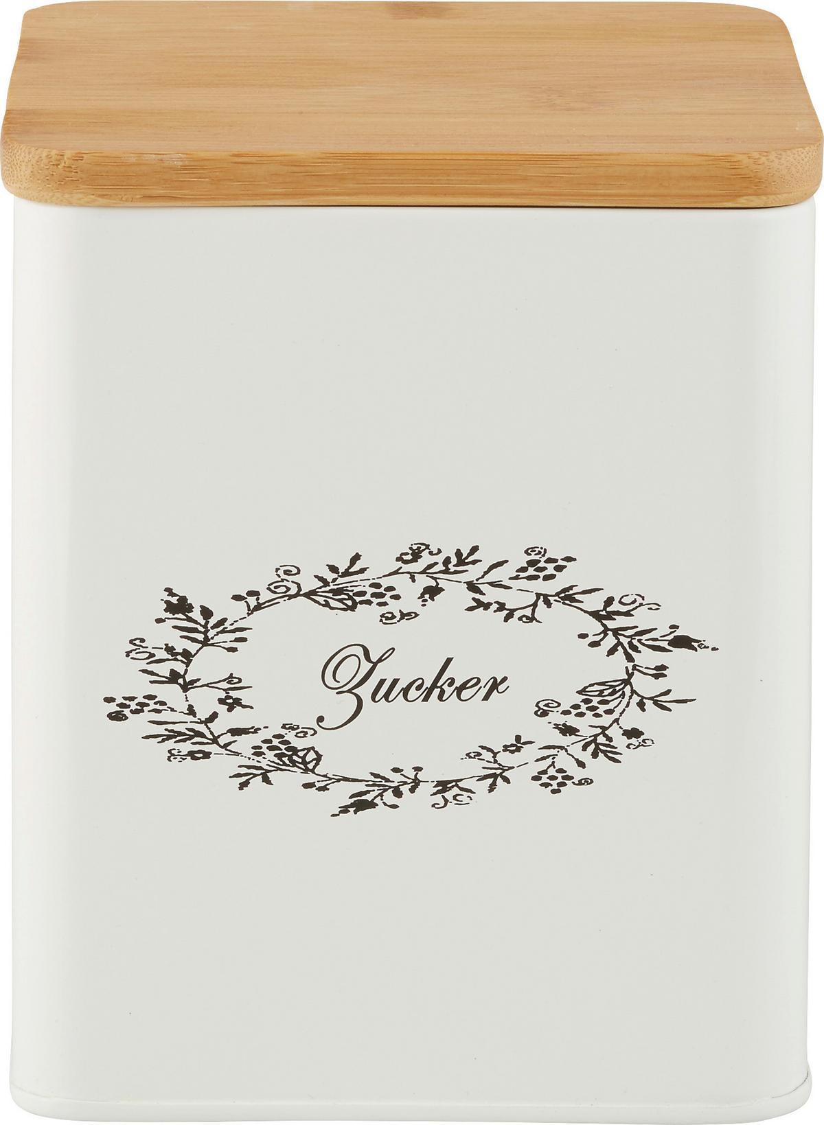 DÓZA NA POTRAVINY Lore - bílá/přírodní barvy, Romantický / Rustikální, kov/dřevo (14/14/16cm) - Zandiara