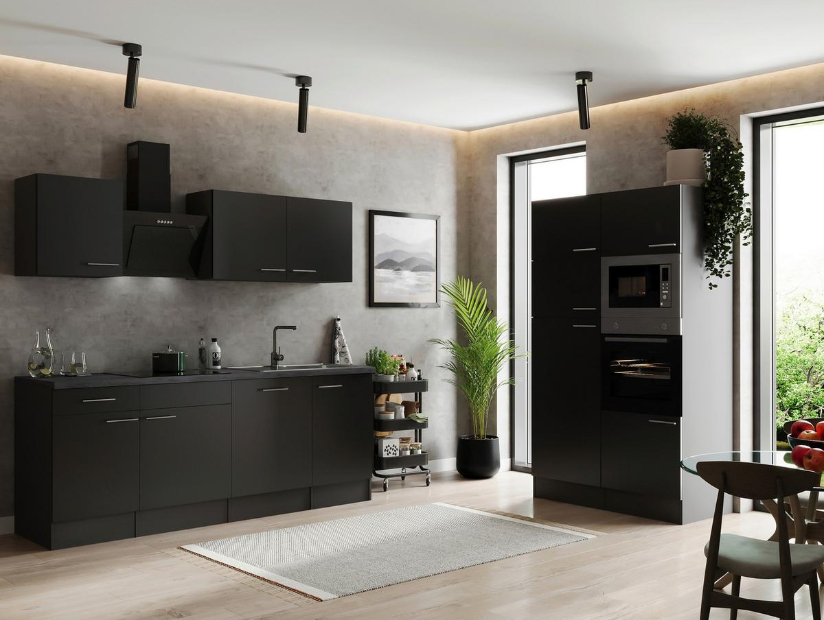 Küchenblock Oliver Grau, Schwarz B: 340 cm - Schwarz/Grau, Design, Holzwerkstoff (340cm) - Respekta