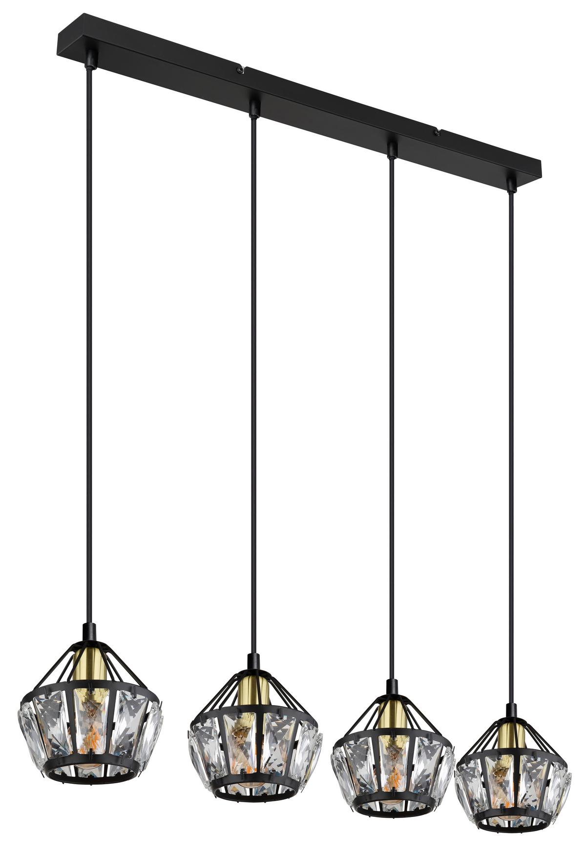 Hängeleuchte 54359-4h - Klar/Messingfarben, KONVENTIONELL, Glas/Kunststoff (73/12,5/150cm) - Globo
