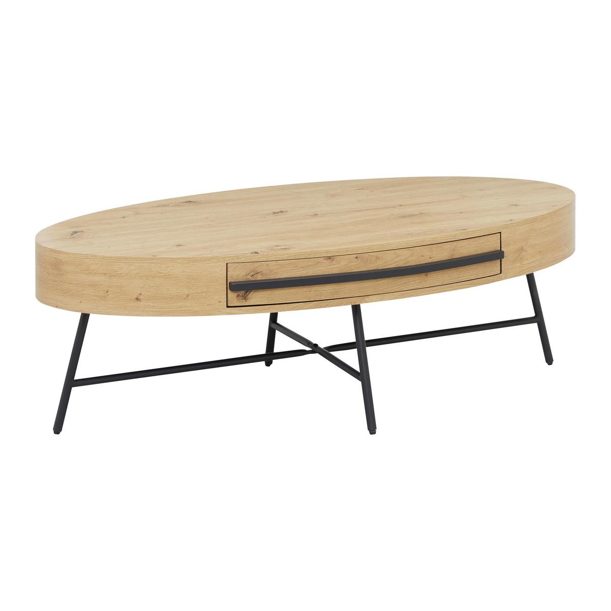 Konferenční stolek EMILIA - černá/barvy dubu, Moderní, kov (120/60/40cm) - Bessagi Home