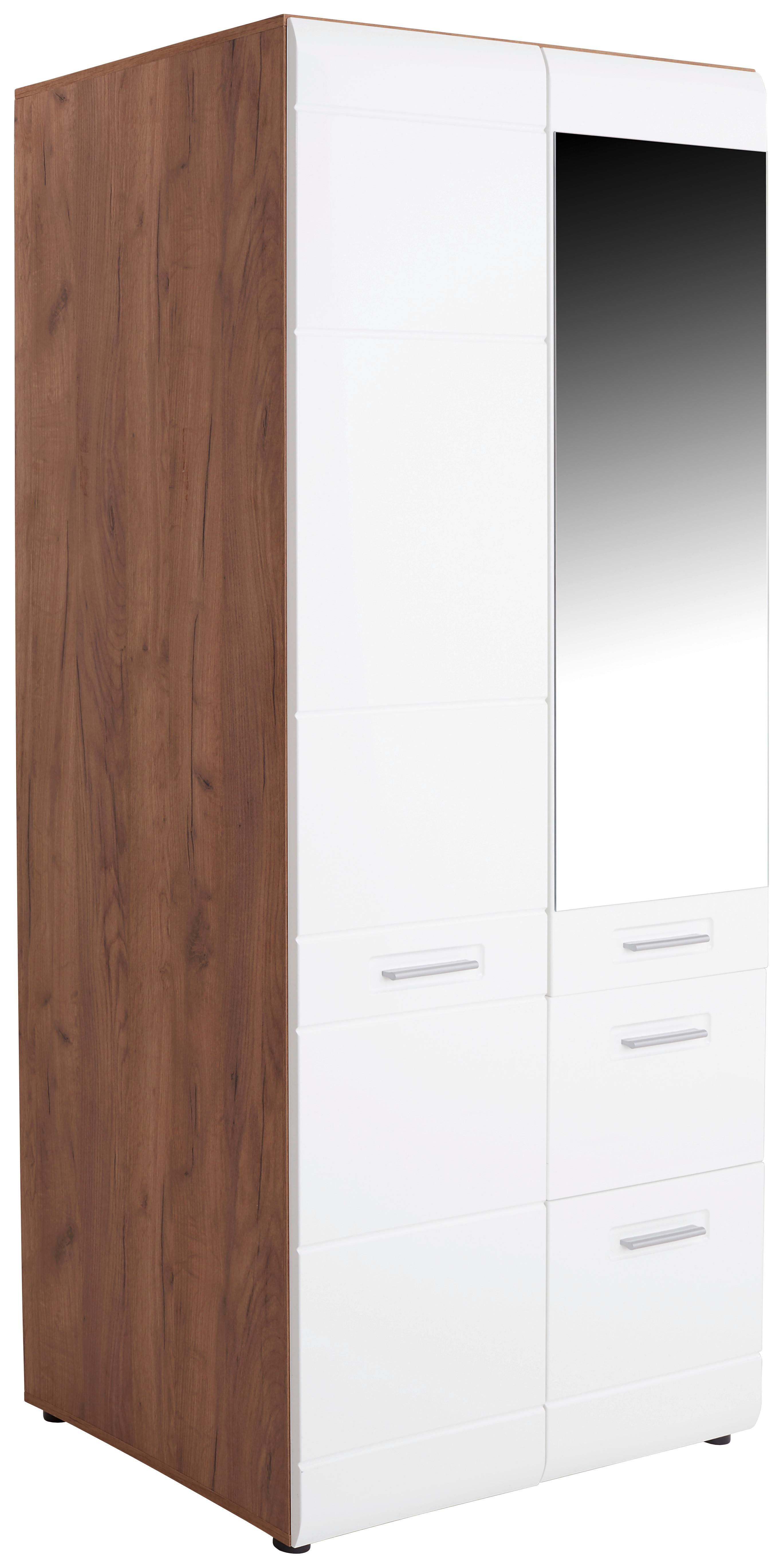 Skriňa So Zrkadlom A Zásuvkami Avensis New, Biela/dub - farby duba/biela, Konvenčný, kompozitné drevo/plast (90/205,7/60cm) - Luca Bessoni