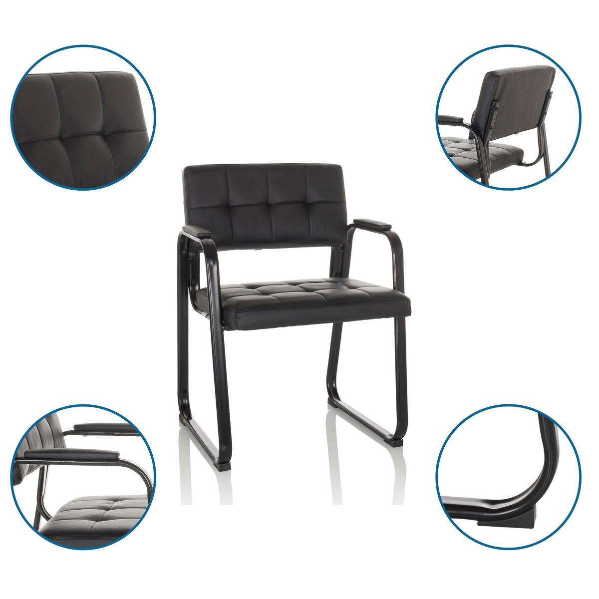 Besucherstuhl Zanta B Pu - Schwarz, Basics, Textil/Metall (58/79/55cm) - MID.YOU