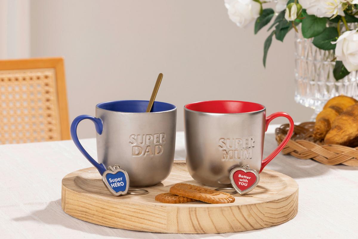 Kaffeebecher Mika - Blau/Silberfarben, Basics, Keramik/Metall (450ml) - Luca Bessoni