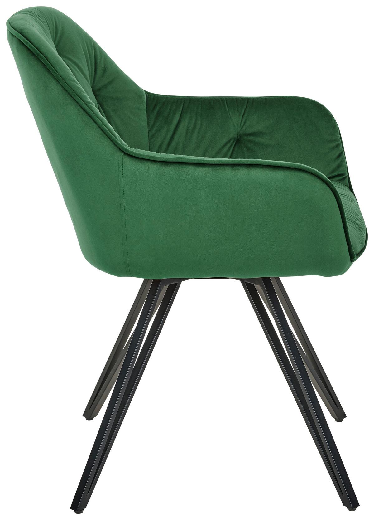 Armlehnstuhl Cardiff Schwarz/Dunkelgrün Gepolstert - Dunkelgrün/Schwarz, LIFESTYLE, Holz/Textil (61/82/62cm) - Livetastic