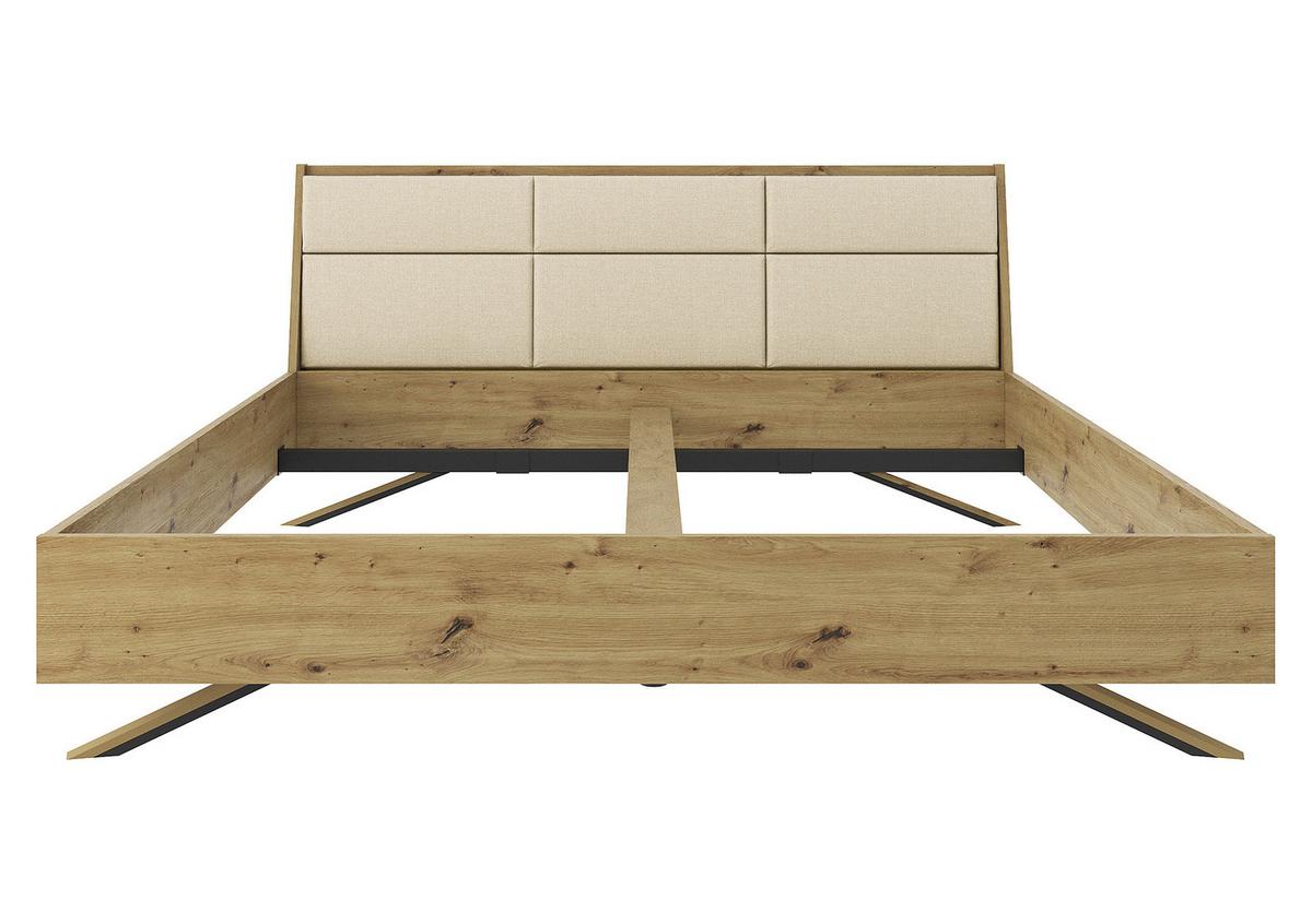 Manželská posteľ Dormio, šampanská/dekor dub 180x200 - čierna/šampanská, Modern, kov/drevo (180/200cm) - Bessagi Home
