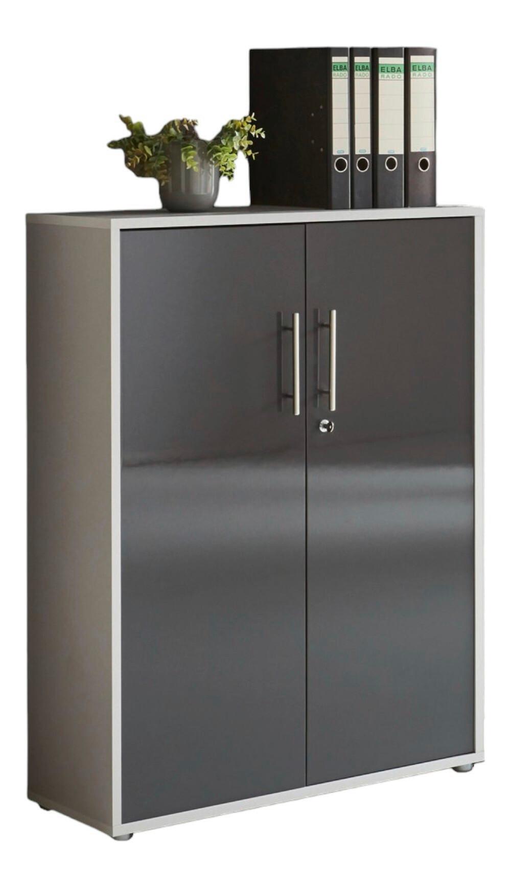 Aktenschrank Office Edition - Anthrazit Hochglanz/Grau, MODERN, Holzwerkstoff (84,5/114/33cm) - MID.YOU