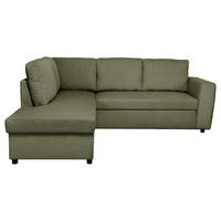 Ecksofa mit Schlaffunktion Toulouse Cord kaki, 206x224cm - Khaki/Schwarz, Trend, Holz/Textil (206/224cm)