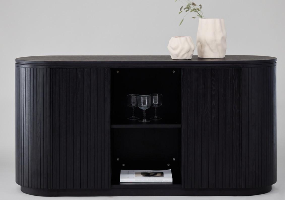 Sideboard Fjällbacka - Schwarz, Design, Holz (160/80/48cm) - Livetastic
