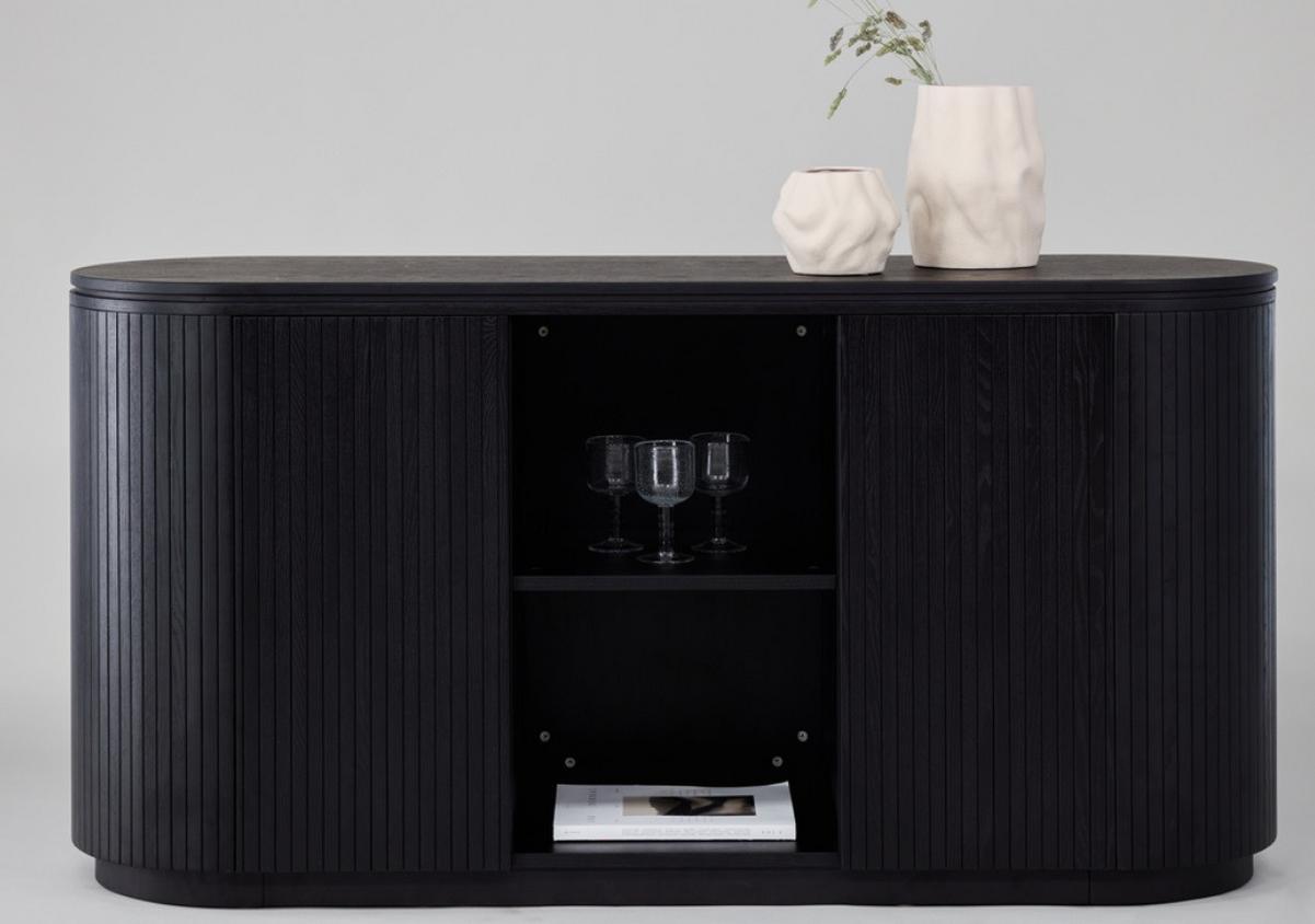 Sideboard Fjällbacka - Schwarz, Design, Holz (160/80/48cm) - Livetastic
