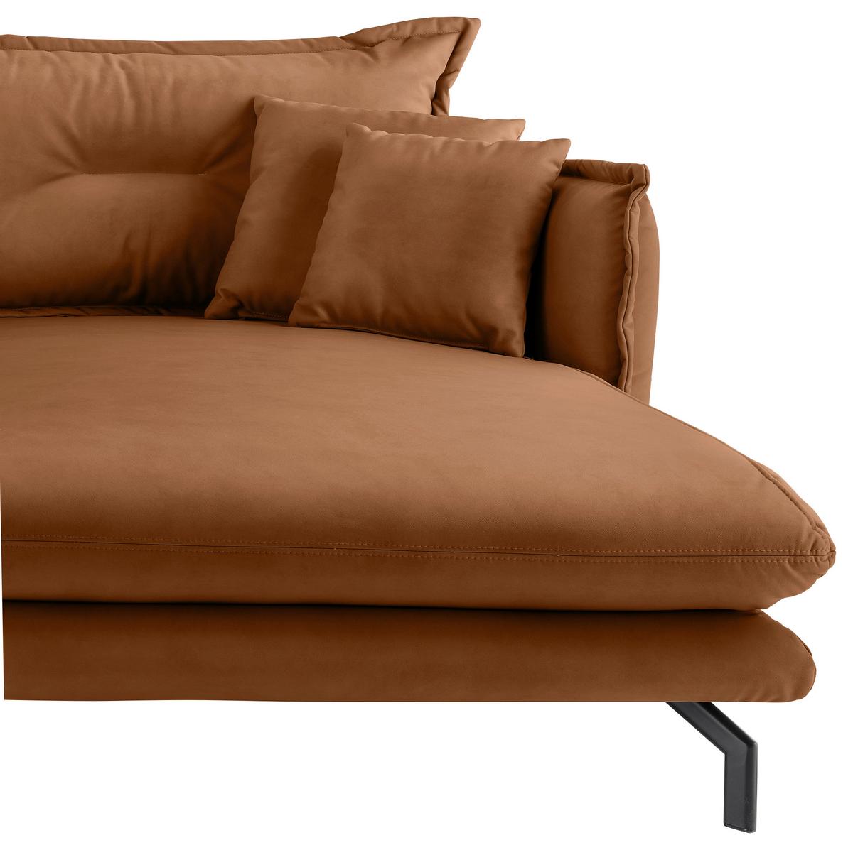 Ecksofa Lava Cognac S: 255x180cm - Cognac/Schwarz, MODERN, Textil (255/180cm) - Livetastic