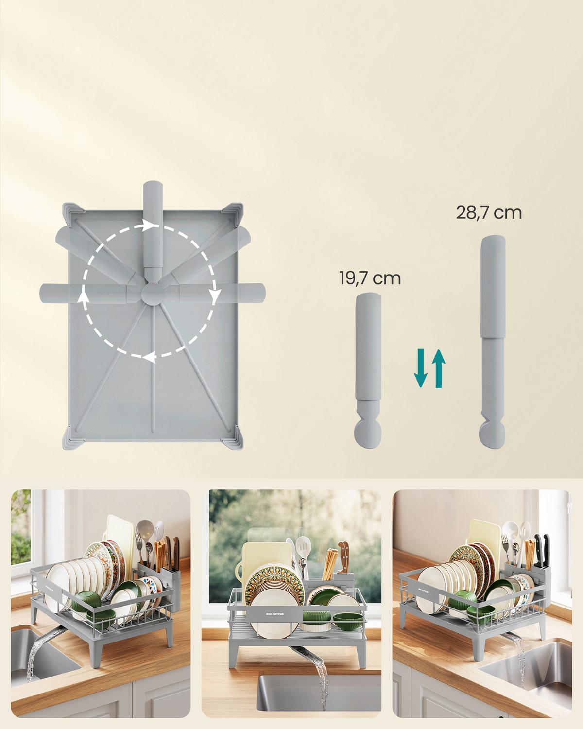 Geschirrabtropfkorb Metall/Kunststoff - Grau, Basics, Kunststoff/Metall (42,4/22,6/35,4cm)