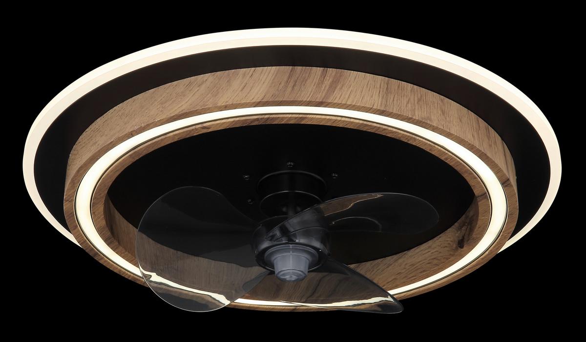 Mennyezeti Ventilátor 03655 - sötétbarna/fekete, Natur, műanyag/faalapú anyag (50/13,5cm) - Globo