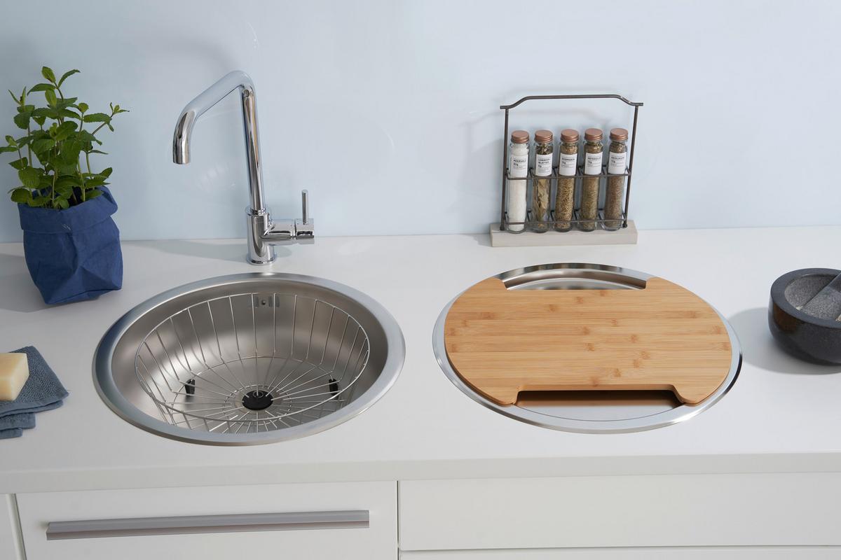 Spüle Respekta Rundbeckenset - Edelstahlfarben, Trend, Metall (44,6/17cm) - Respekta